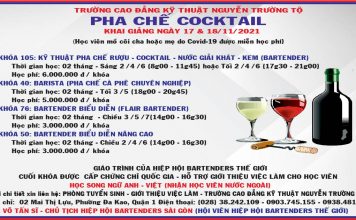 Khai giảng các khóa học pha chế Bartender, Barista, Flair Bartending ngày 17 & 18 / 11 / 2021