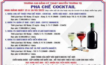 Khai giảng các khóa học pha chế Bartender, Barista, Flair Bartending, Quản lý Bar ngày 15 – 16 / 03 / 2023
