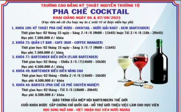 Khai giảng các khóa học pha chế Bartender, Barista, Flair Bartending, Quản lý Bar ngày 06 – 07 / 09 / 2023